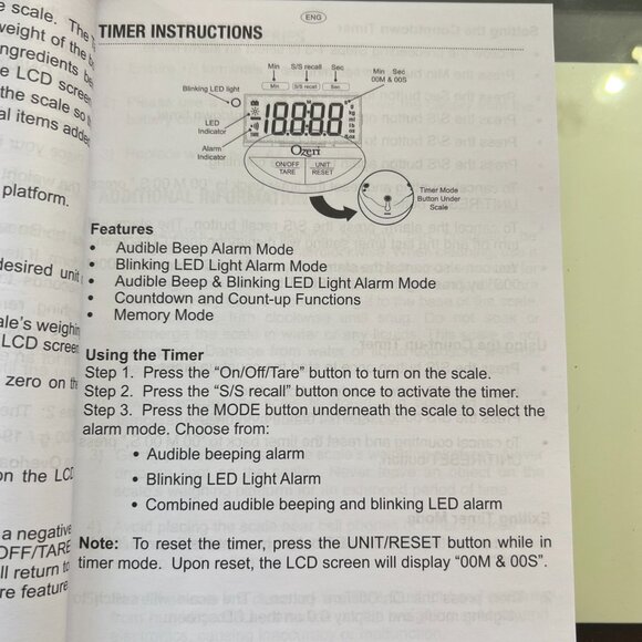 Ozeri Brand New Pro II Kitchen Electronic Scale with Built-In Timer  & Alarm! - Picture 9 of 16